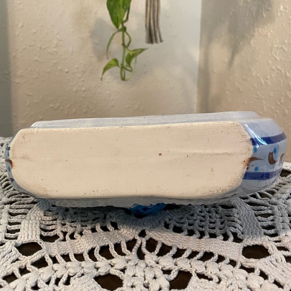 Vintage Mexican Pottery Owl Wall Hanging Boho Farmhouse Decor Jug Bottle Blue - Picture 3 of 7